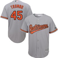 Baltimore Orioles #45 Mark Trumbo Grey Cool Base Stitched Youth MLB Jersey