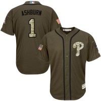 Philadelphia Phillies #1 Richie Ashburn Green Salute to Service Stitched Youth MLB Jersey