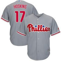 Philadelphia Phillies #17 Rhys Hoskins Grey Cool Base Stitched Youth MLB Jersey