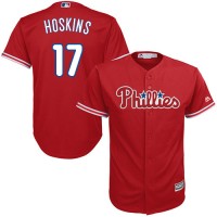 Philadelphia Phillies #17 Rhys Hoskins Red Cool Base Stitched Youth MLB Jersey
