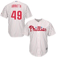 Philadelphia Phillies #49 Jake Arrieta White(Red Strip) Cool Base Stitched Youth MLB Jersey