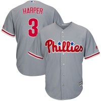 Philadelphia Phillies #3 Bryce Harper Grey Cool Base Stitched Youth MLB Jersey