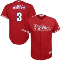 Philadelphia Phillies #3 Bryce Harper Red Cool Base Stitched Youth MLB Jersey