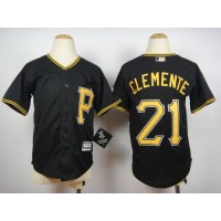 Pittsburgh Pirates #21 Roberto Clemente Black Cool Base Stitched Youth MLB Jersey