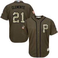 Pittsburgh Pirates #21 Roberto Clemente Green Salute to Service Stitched Youth MLB Jersey