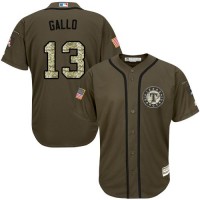 Texas Rangers #13 Joey Gallo Green Salute to Service Stitched Youth MLB Jersey