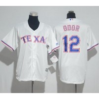 Texas Rangers #12 Rougned Odor White Cool Base Stitched Youth MLB Jersey