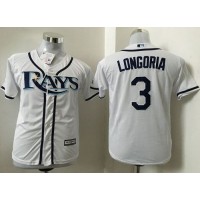 Tampa Bay Rays #3 Evan Longoria White Cool Base Stitched Youth MLB Jersey