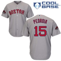 Boston Red Sox #15 Dustin Pedroia Grey Cool Base 2018 World Series Champions Stitched Youth MLB Jersey