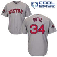 Boston Red Sox #34 David Ortiz Grey Cool Base 2018 World Series Champions Stitched Youth MLB Jersey