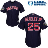 Boston Red Sox #25 Jackie Bradley Jr Navy Blue Cool Base 2018 World Series Stitched Youth MLB Jersey