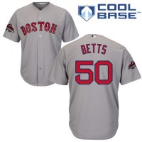 Boston Red Sox #50 Mookie Betts Grey Cool Base 2018 World Series Champions Stitched Youth MLB Jersey