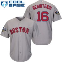 Boston Red Sox #16 Andrew Benintendi Grey Cool Base 2018 World Series Stitched Youth MLB Jersey