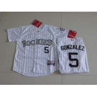 Colorado Rockies #5 Carlos Gonzalez White Cool Base Stitched Youth MLB Jersey