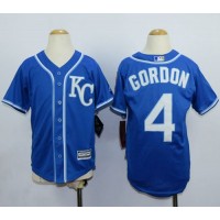 Kansas City Royals #4 Alex Gordon Blue Cool Base Stitched Youth MLB Jersey