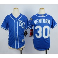 Kansas City Royals #30 Yordano Ventura Blue Cool Base Stitched Youth MLB Jersey