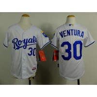 Kansas City Royals #30 Yordano Ventura White Cool Base Stitched Youth MLB Jersey