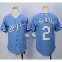 Kansas City Royals #2 Alcides Escobar Light Blue Alternate 1 Cool Base Stitched Youth MLB Jersey