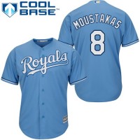 Kansas City Royals #8 Mike Moustakas Light Blue Cool Base Stitched Youth MLB Jersey