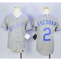 Kansas City Royals #2 Alcides Escobar Grey Cool Base Stitched Youth MLB Jersey