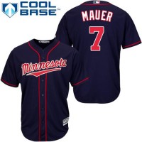 Minnesota Twins #7 Joe Mauer Stitched Navy Blue Cool Base Youth MLB Jersey