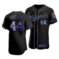 Washington Washington Nationals #44 Daniel Hudson Men's Nike Iridescent Holographic Collection MLB Jersey - Black
