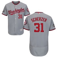 Washington Nationals #31 Max Scherzer Grey Flexbase Authentic Collection 2019 World Series Champions Stitched MLB Jersey