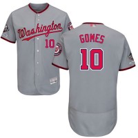 Washington Nationals #10 Yan Gomes Grey Flexbase Authentic Collection 2019 World Series Champions Stitched MLB Jersey
