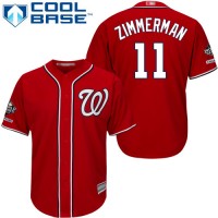 Washington Nationals #11 Ryan Zimmerman Red New Cool Base 2019 World Series Champions Stitched MLB Jersey