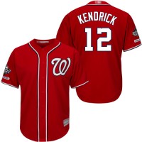 Washington Nationals #12 Howie Kendrick Red Cool Base 2019 World Series Champions Stitched MLB Jersey