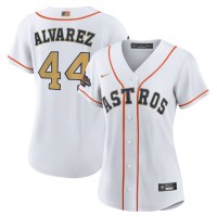 Houston Houston Astros #44 Yordan Alvarez Nike White/Gold Women's 2023 Gold Collection Replica Player Jersey