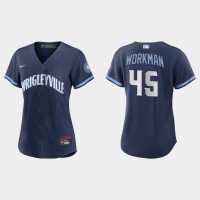 Chicago Chicago Cubs #45 Brandon Workman Women's Nike 2021 City Connect Navy MLB Jersey