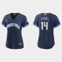Chicago Chicago Cubs #14 Ernie Banks Women's Nike 2021 City Connect Navy MLB Jersey