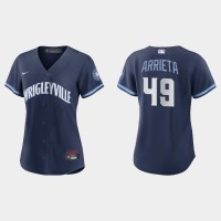 Chicago Chicago Cubs #49 Jake Arrieta Women's Nike 2021 City Connect Navy MLB Jersey