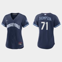Chicago Chicago Cubs #71 Keegan Thompson Women's Nike 2021 City Connect Navy MLB Jersey