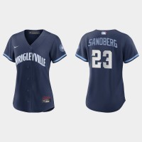Chicago Chicago Cubs #23 Ryne Sandberg Women's Nike 2021 City Connect Navy MLB Jersey
