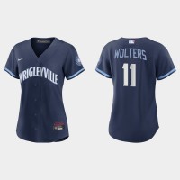 Chicago Chicago Cubs #11 Tony Wolters Women's Nike 2021 City Connect Navy MLB Jersey