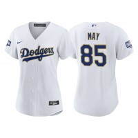 Los Angeles Los Angeles Dodgers #85 Dustin May Women's Nike 2021 Gold Program World Series Champions MLB Jersey Whtie