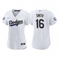Los Angeles Los Angeles Dodgers #16 Will Smith Women's Nike 2021 Gold Program World Series Champions MLB Jersey Whtie
