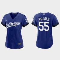 Los Angeles Los Angeles Dodgers #55 Albert Pujols Nike Women's 2021 City Connect MLB Jersey Royal