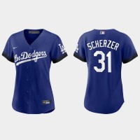 Los Angeles Los Angeles Dodgers #31 Max Scherzer Nike Women's 2021 City Connect MLB Jersey Royal