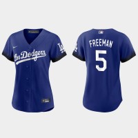 Los Angeles Los Angeles Dodgers #5 Freddie Freeman Nike Women's 2021 City Connect MLB Jersey Royal