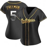 Los Angeles Los Angeles Dodgers #5 Freddie Freeman Women's Replica Black Golden Alternate Jersey