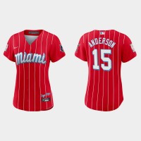 Miami Miami Marlins #15 Brian Anderson Women's Nike 2021 City Connect Authentic MLB Jersey Red