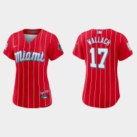 Miami Miami Marlins #17 Chad Wallach Women's Nike 2021 City Connect Authentic MLB Jersey Red