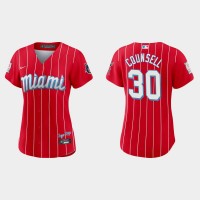 Miami Miami Marlins #30 Craig Counsell Women's Nike 2021 City Connect Authentic MLB Jersey Red