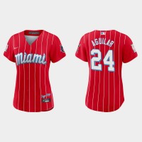 Miami Miami Marlins #24 Jesus Aguilar Women's Nike 2021 City Connect Authentic MLB Jersey Red