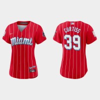 Miami Miami Marlins #39 John Curtiss Women's Nike 2021 City Connect Authentic MLB Jersey Red