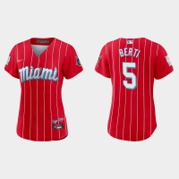 Miami Miami Marlins #5 Jon Berti Women's Nike 2021 City Connect Authentic MLB Jersey Red
