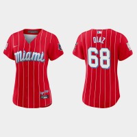 Miami Miami Marlins #68 Lewin Diaz Women's Nike 2021 City Connect Authentic MLB Jersey Red